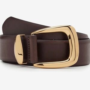 Madewell Brown Leather Belt with Gold Buckle
